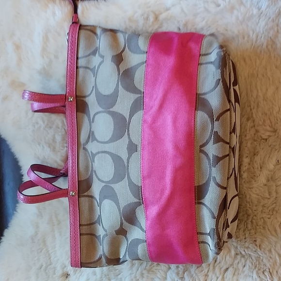 Vintage coach signature striped tote and shoulder bag. - Picture 2 of 10